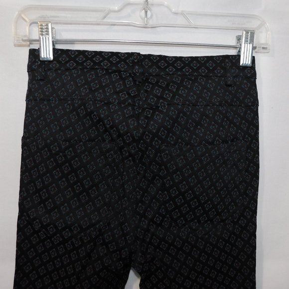 Zara Women's XS Black Blue Red Diamond Pattern Pant - New w Tag - Picture 11 of 12